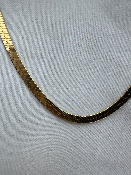 Silver Gold Plated Herringbone Chain 5mm 50cm