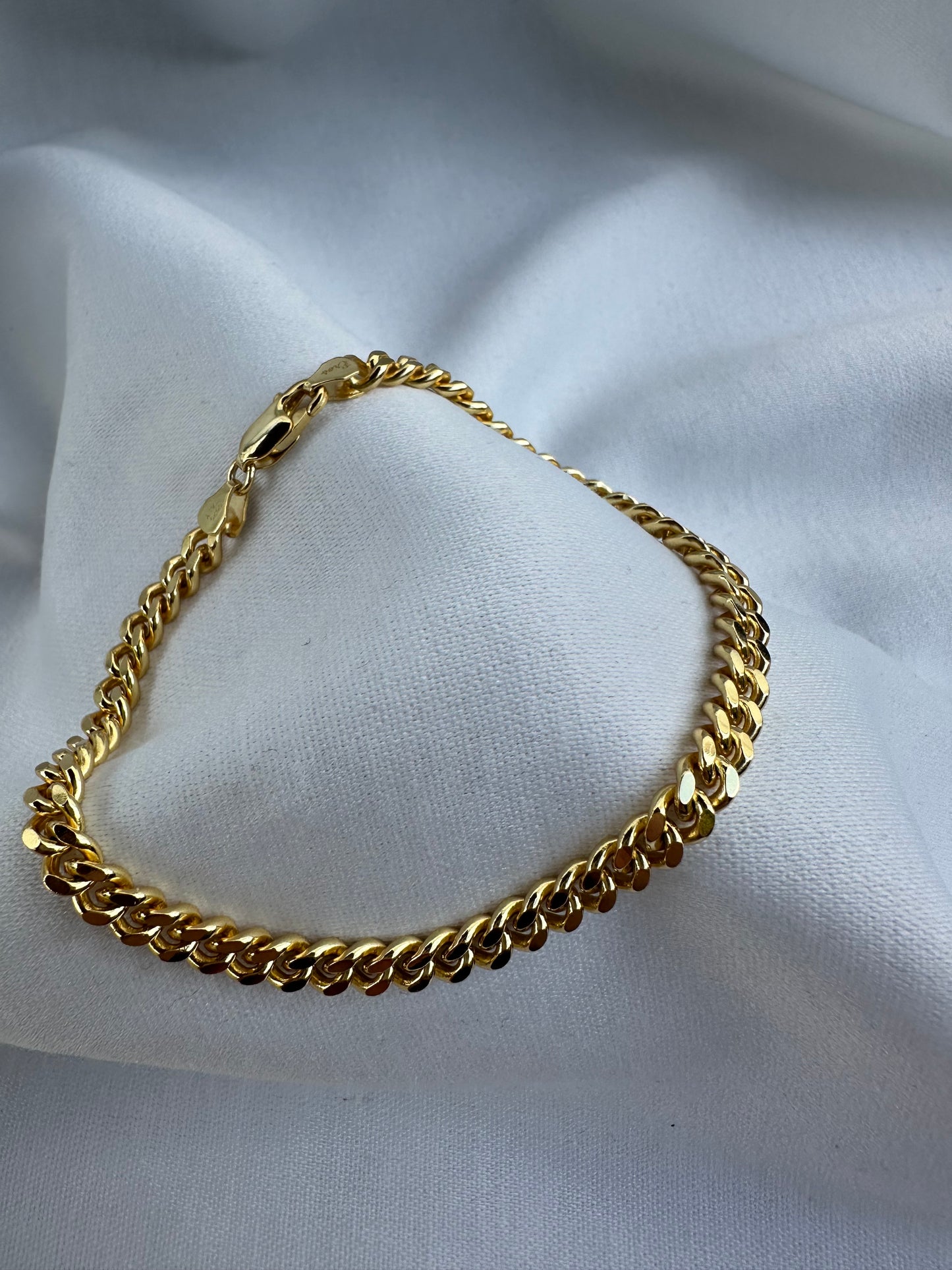 Silver Cuban Link Bracelet Gold Plated 5mm