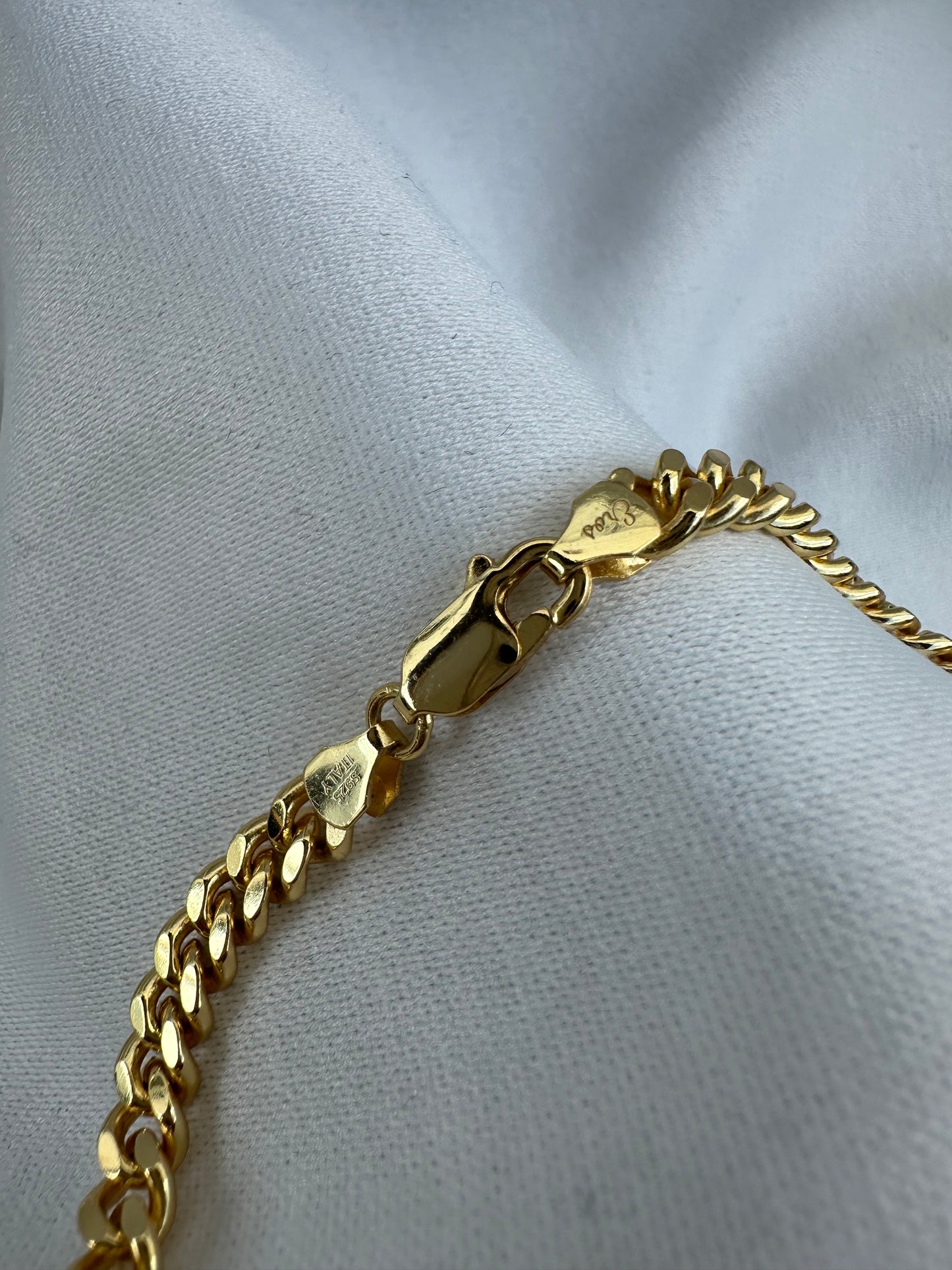 Silver Cuban Link Bracelet Gold Plated 5mm