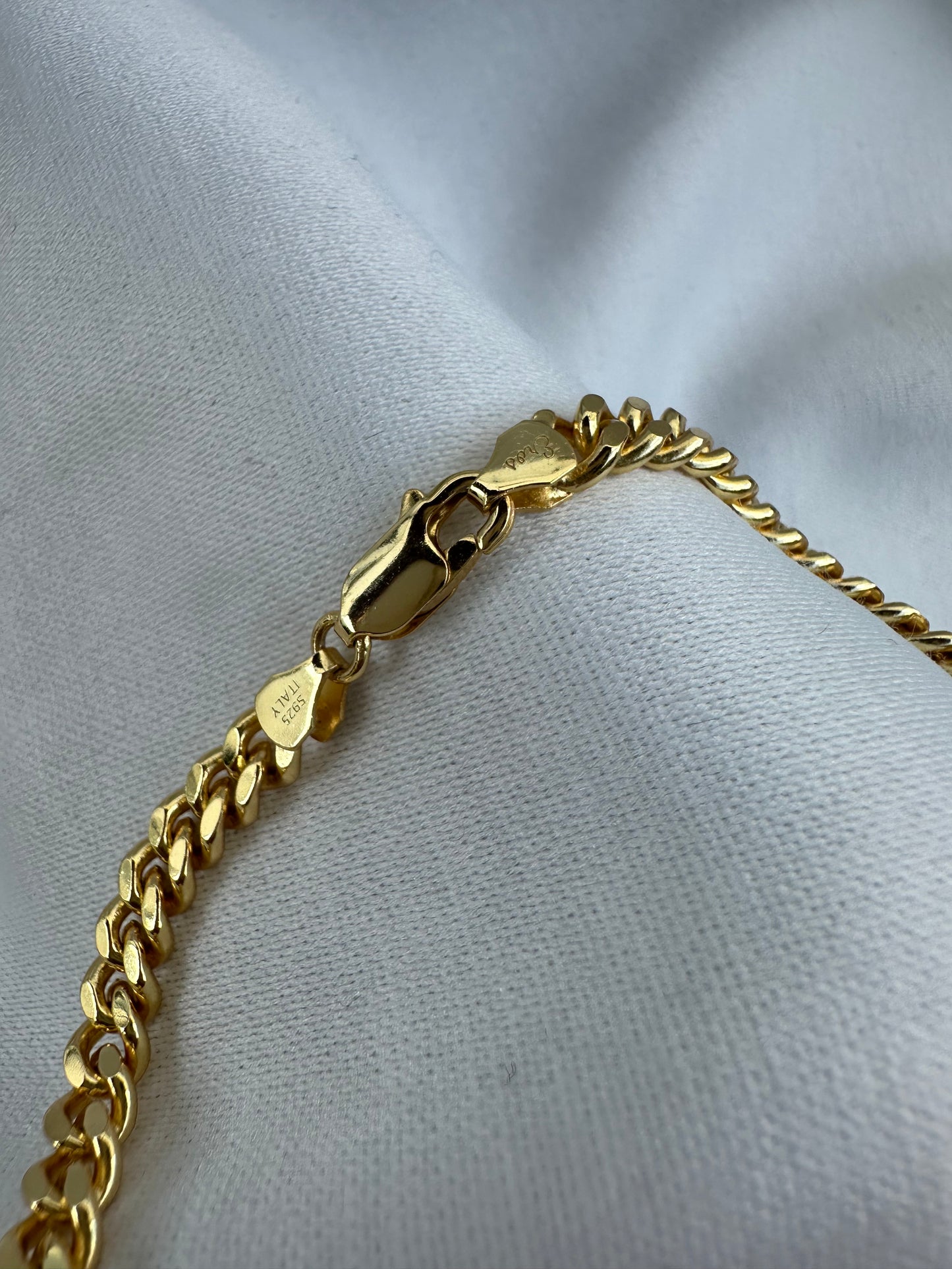 Silver Cuban Link Bracelet Gold Plated 5mm