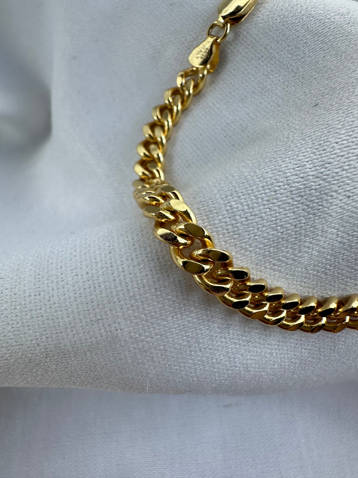 Silver Cuban Link Bracelet Gold Plated 5mm