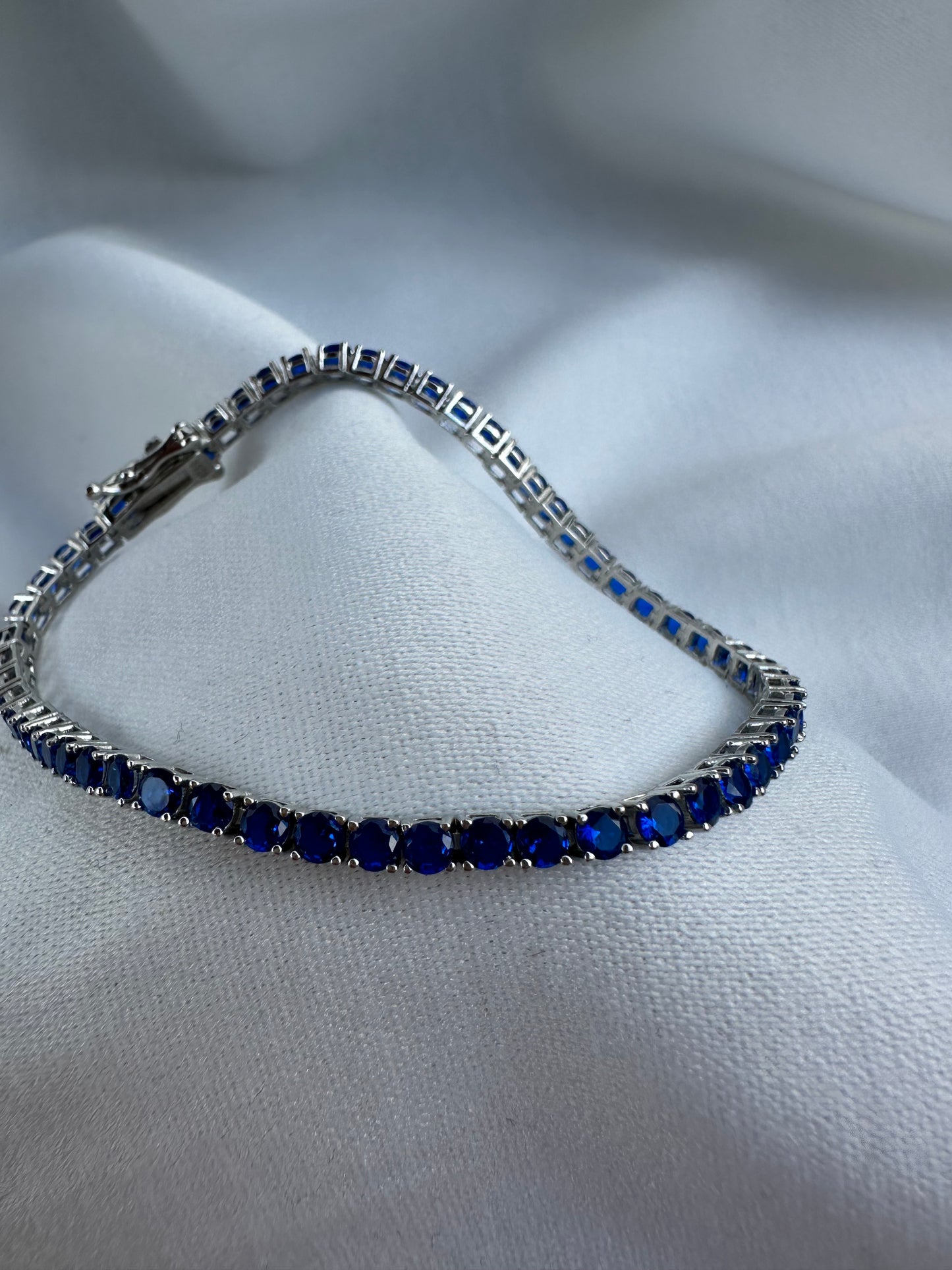 Silver Dark Blue Tennis Bracelet 3mm