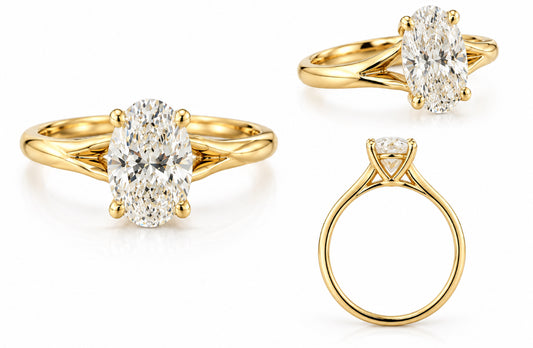 Elegant 14K Gold Oval Lab-Grown Diamond Ring