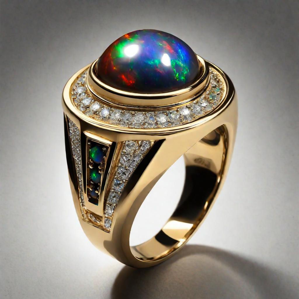 Special KVJ Design Gold Opal Ring