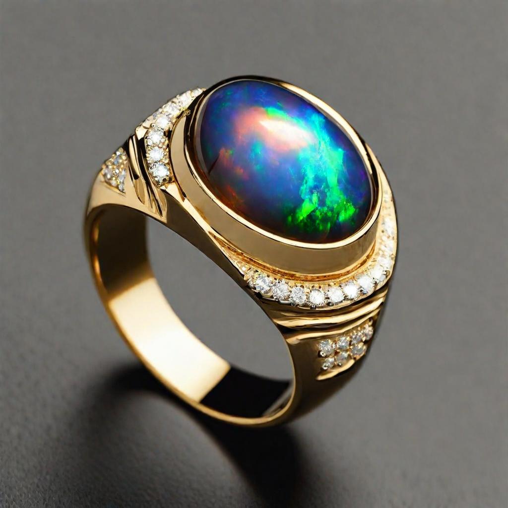 Special KVJ Design Gold Opal Ring