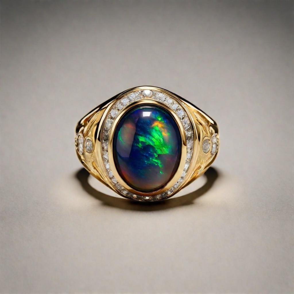 Special KVJ Design Gold Opal Ring