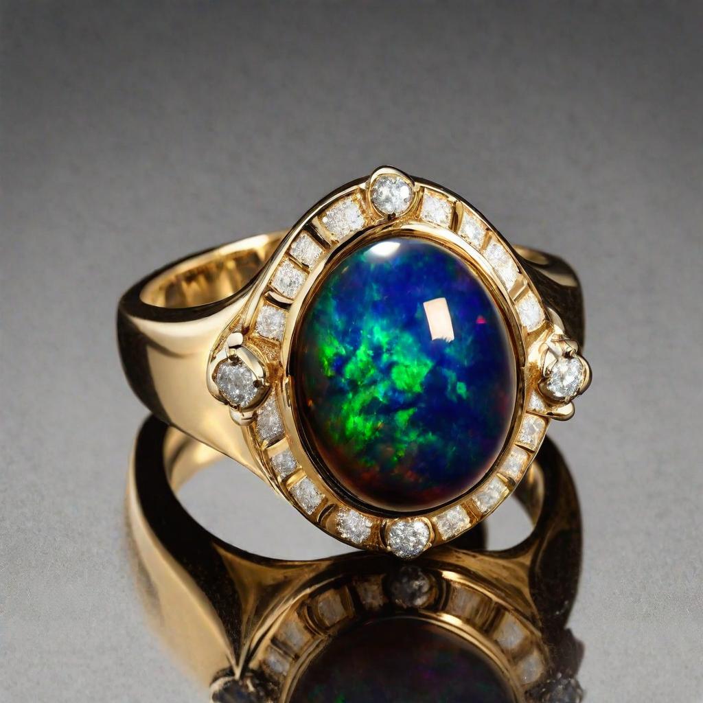 Special KVJ Design Gold Opal Ring