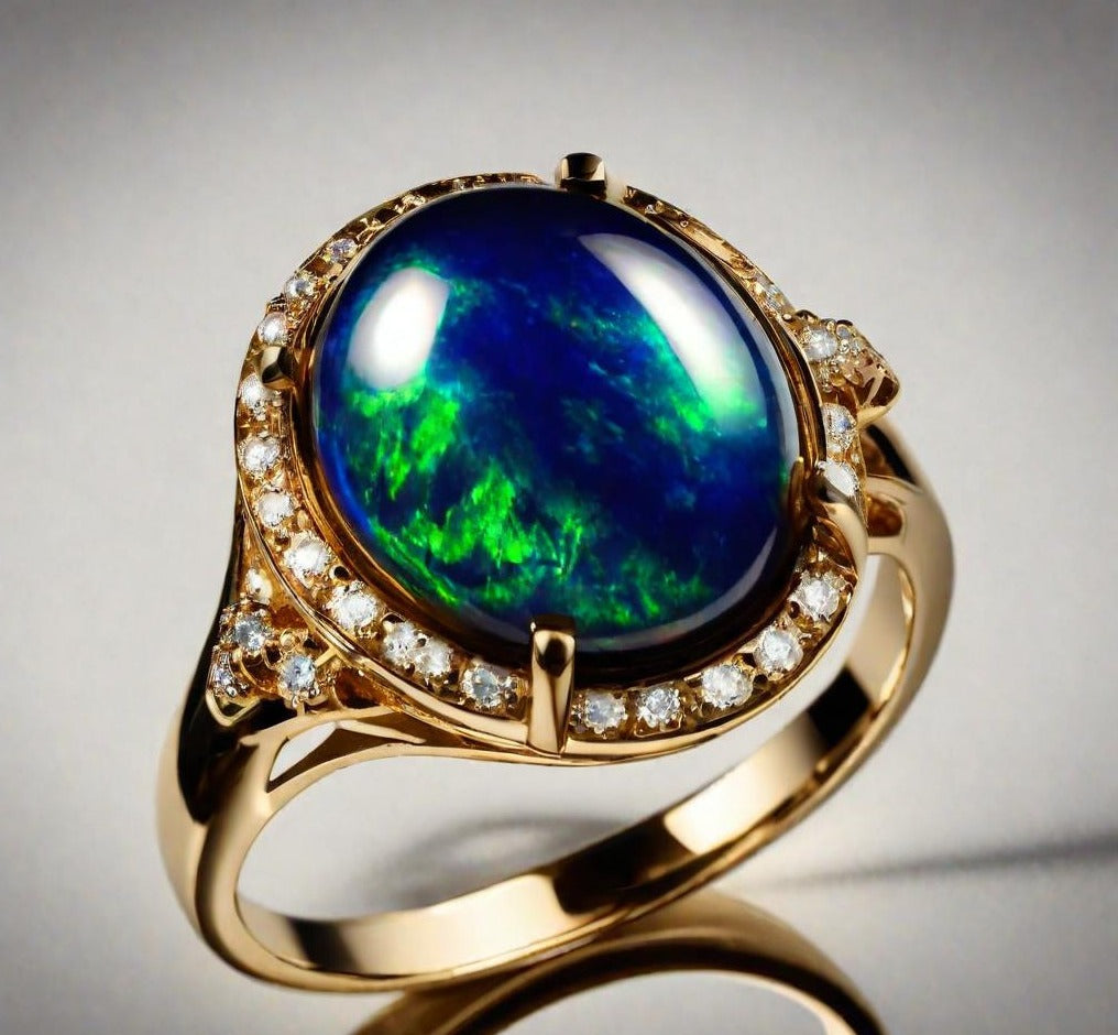 Special KVJ Design Gold Opal Ring