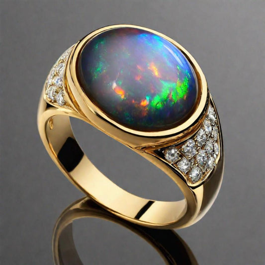 Special KVJ Design Gold Opal Ring