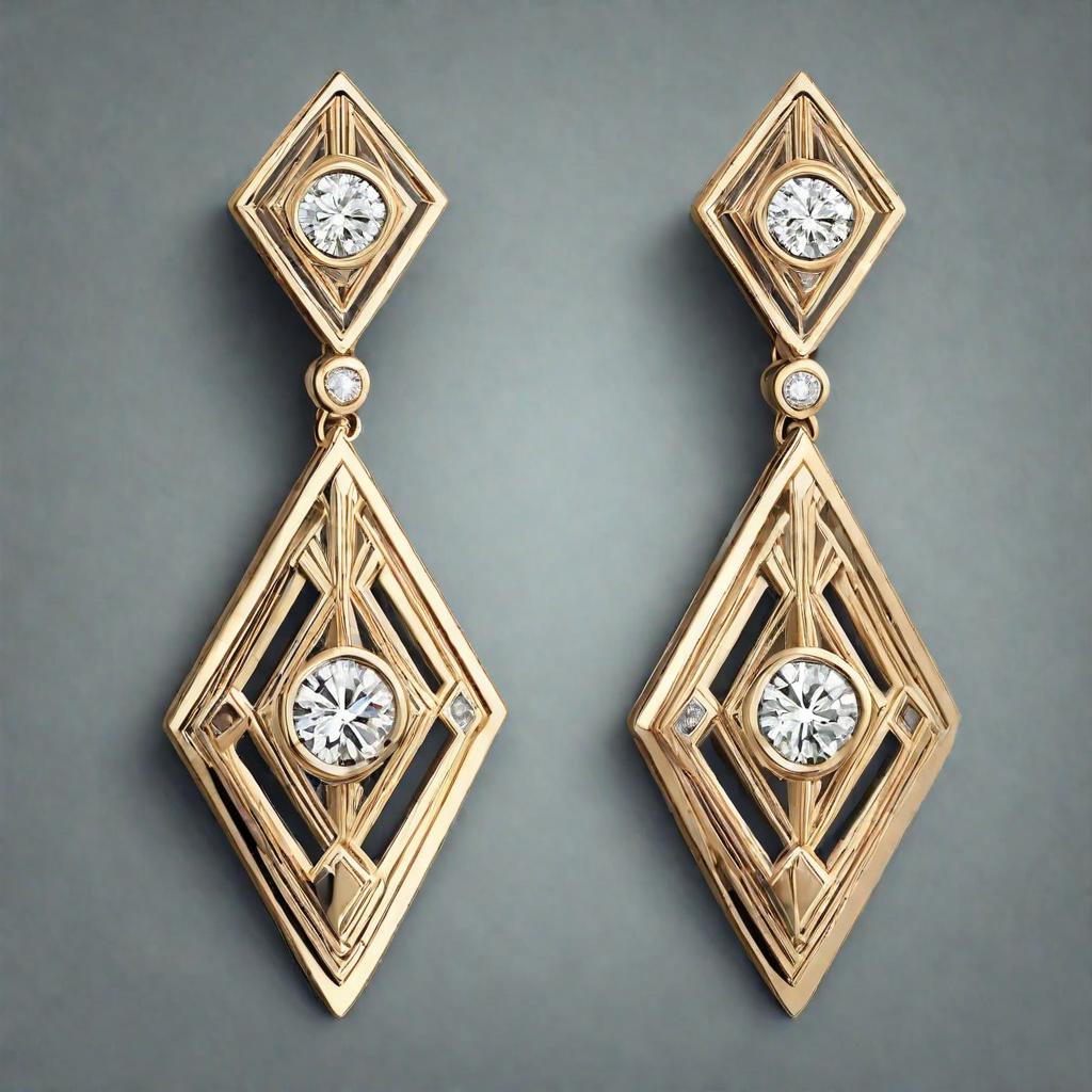 Special KVJ Design Gold Diamond Earrings