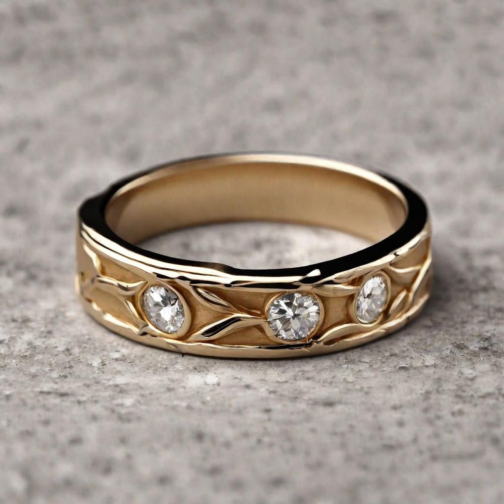 Special KVJ Design Golden Wedding Band