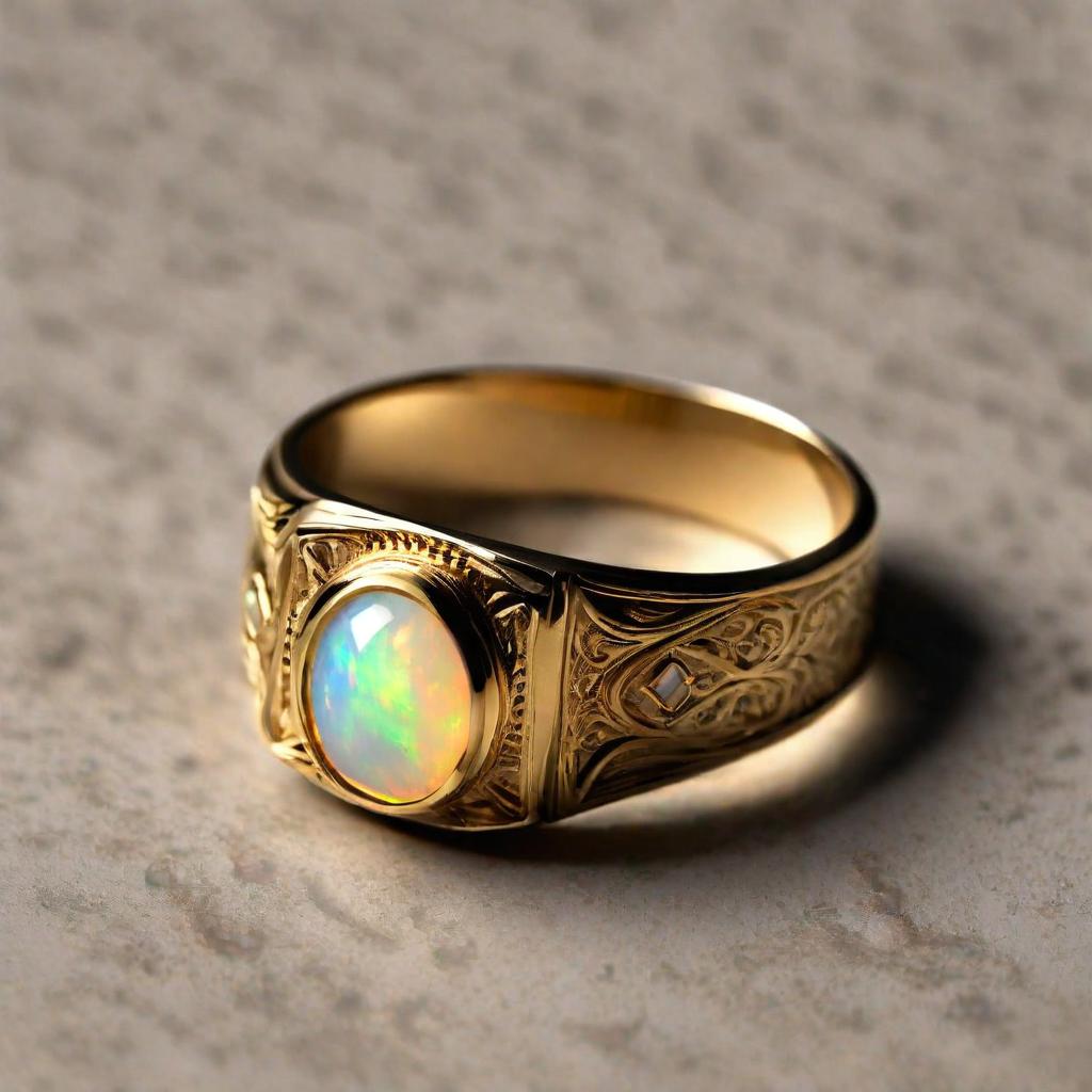 Special KVJ Design Gold Opal Ring