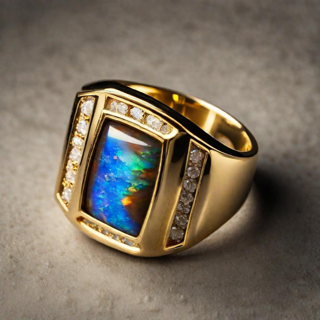 Special KVJ Design Gold Opal Ring