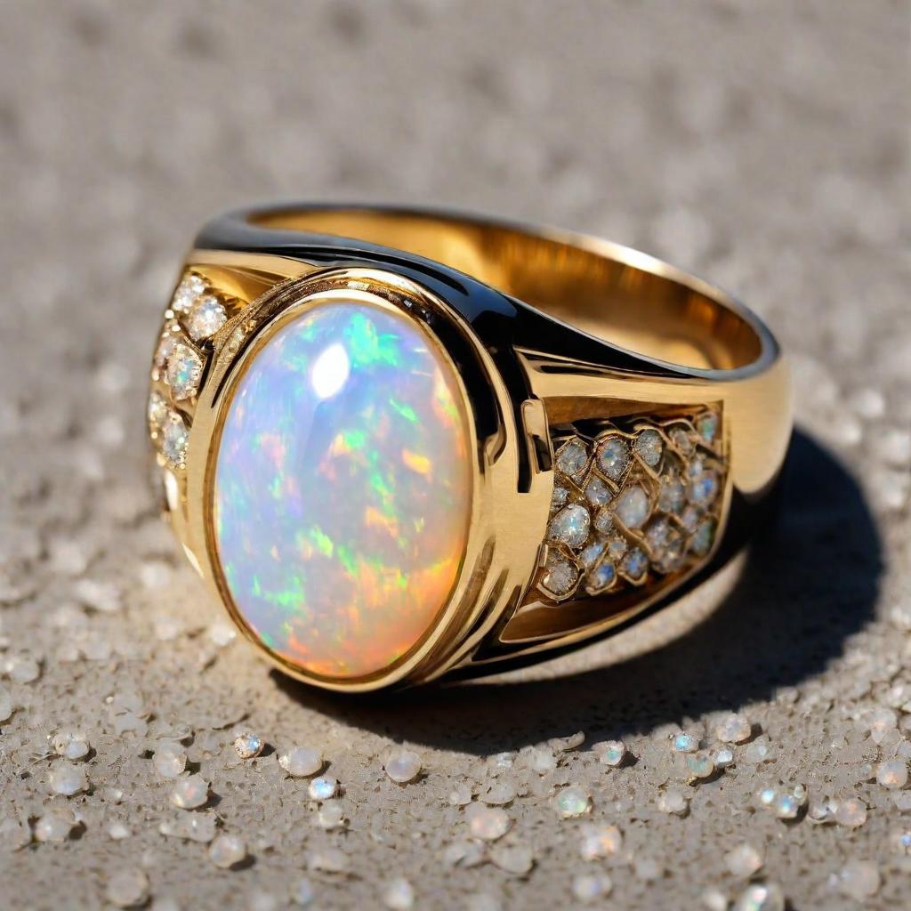 Special KVJ Design Gold Opal Ring