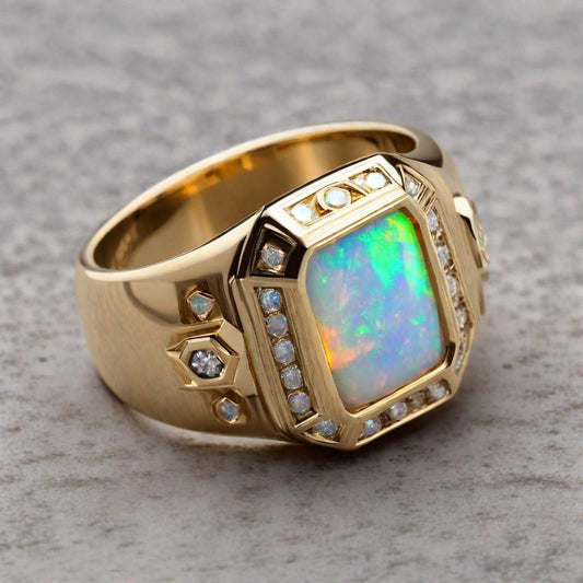 Special KVJ Design Gold Opal Ring