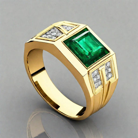 Special KVJ Design Gold Emerald Ring