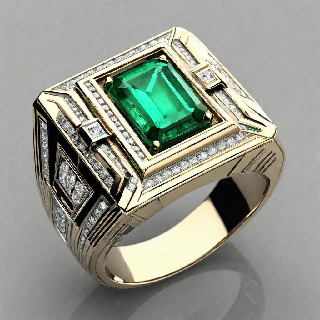 Special KVJ Design Gold Emerald Ring