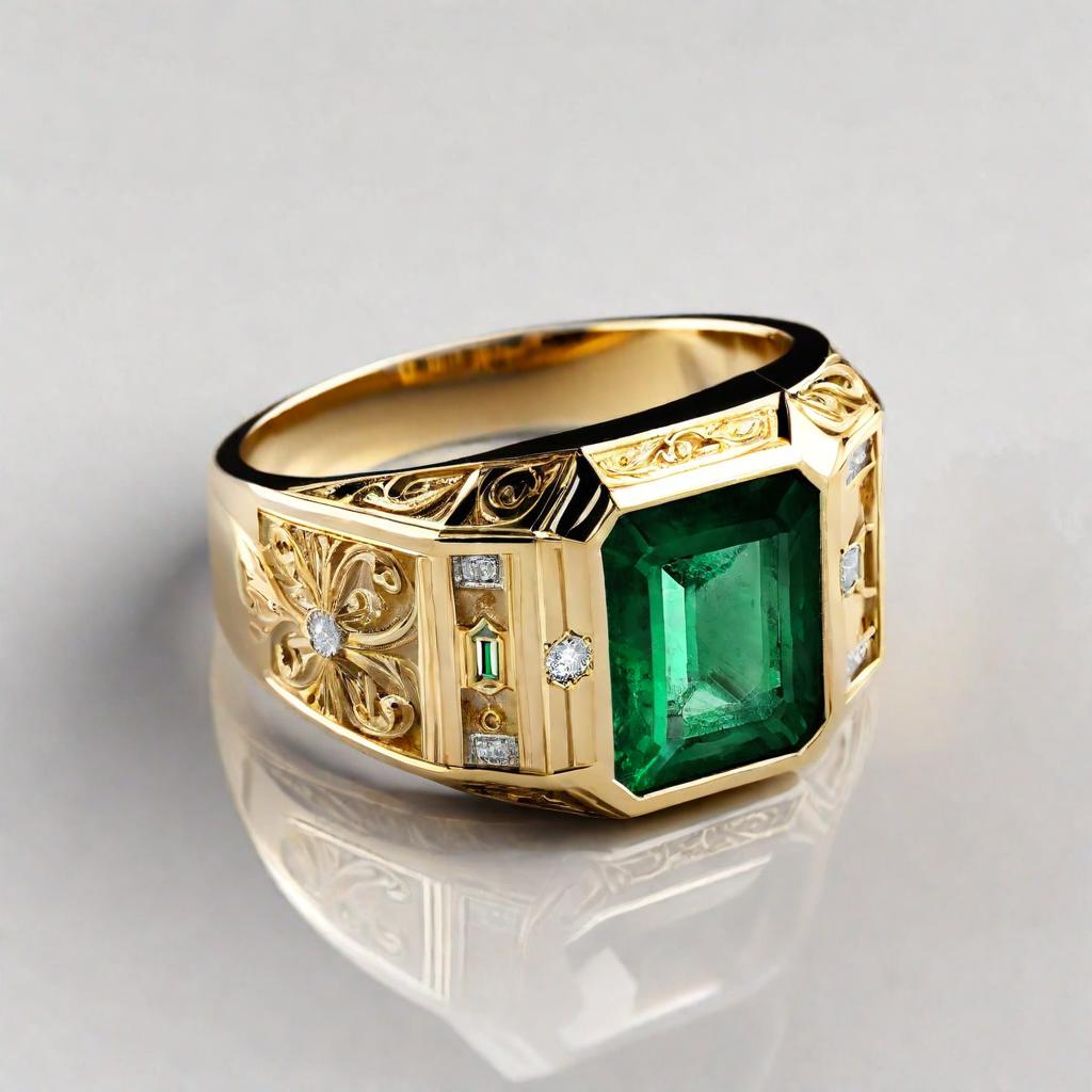 Special KVJ Design Gold Emerald Ring