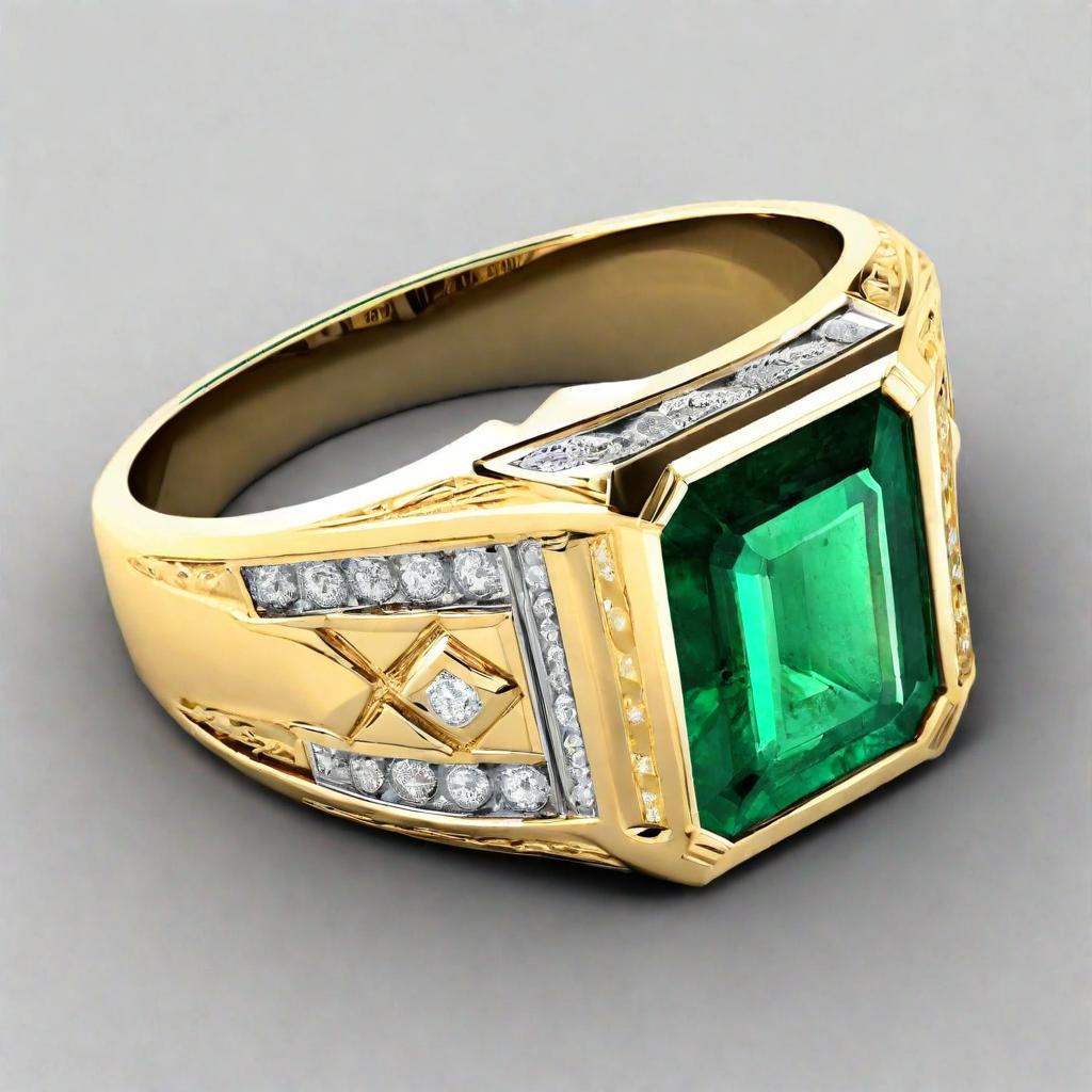 Special KVJ Design Gold Emerald Ring