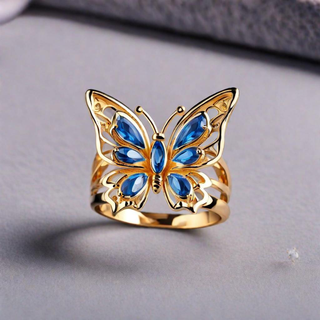 Special KVJ Design Gold Butterfly Ring