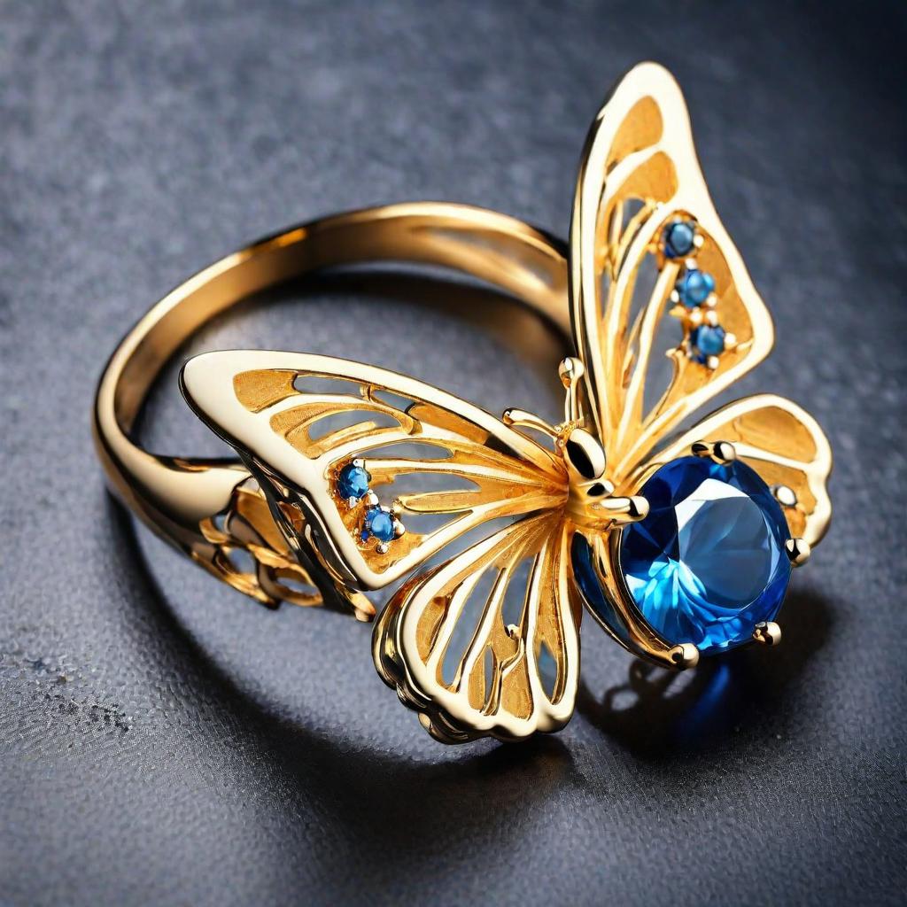 Special KVJ Design Gold Butterfly Ring