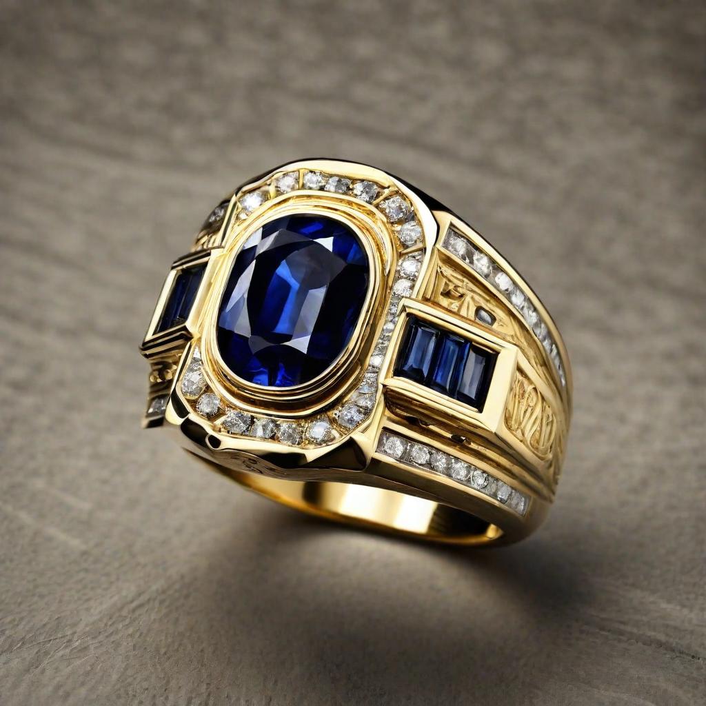 Special KVJ Design Gold Sapphire Ring