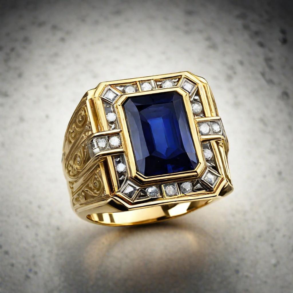 Special KVJ Design Gold Sapphire Ring