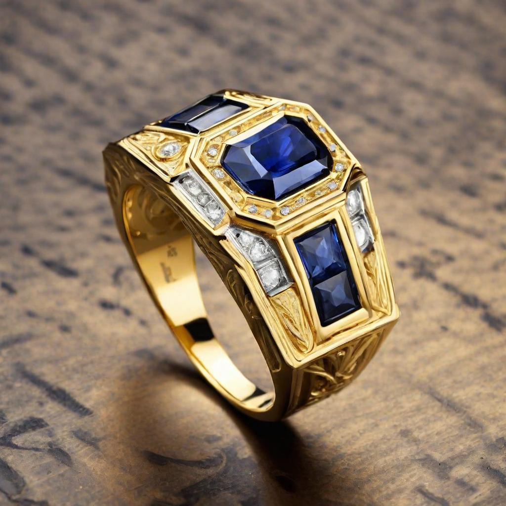 Special KVJ Design Gold Sapphire Ring