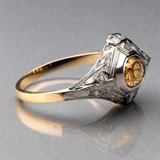 Special KVJ Design Golden Diamond Woman's Ring