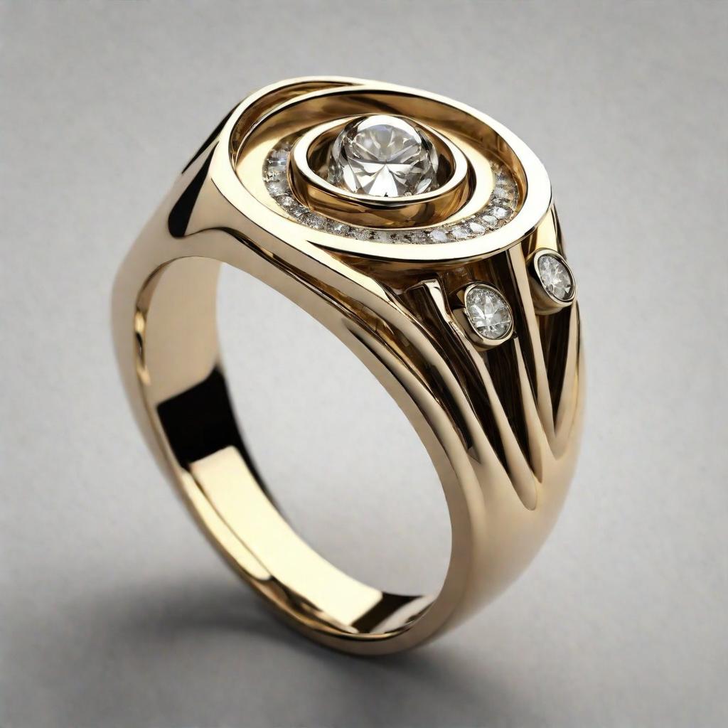 Special KVJ Design Golden Diamond Woman's Ring