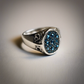 Special KVJ Design Silver Ring Blue Diamonds