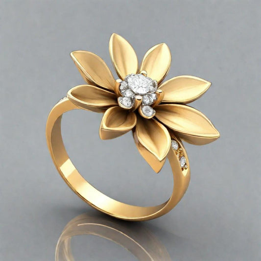 Special KVJ Design Golden Diamond Woman's Ring