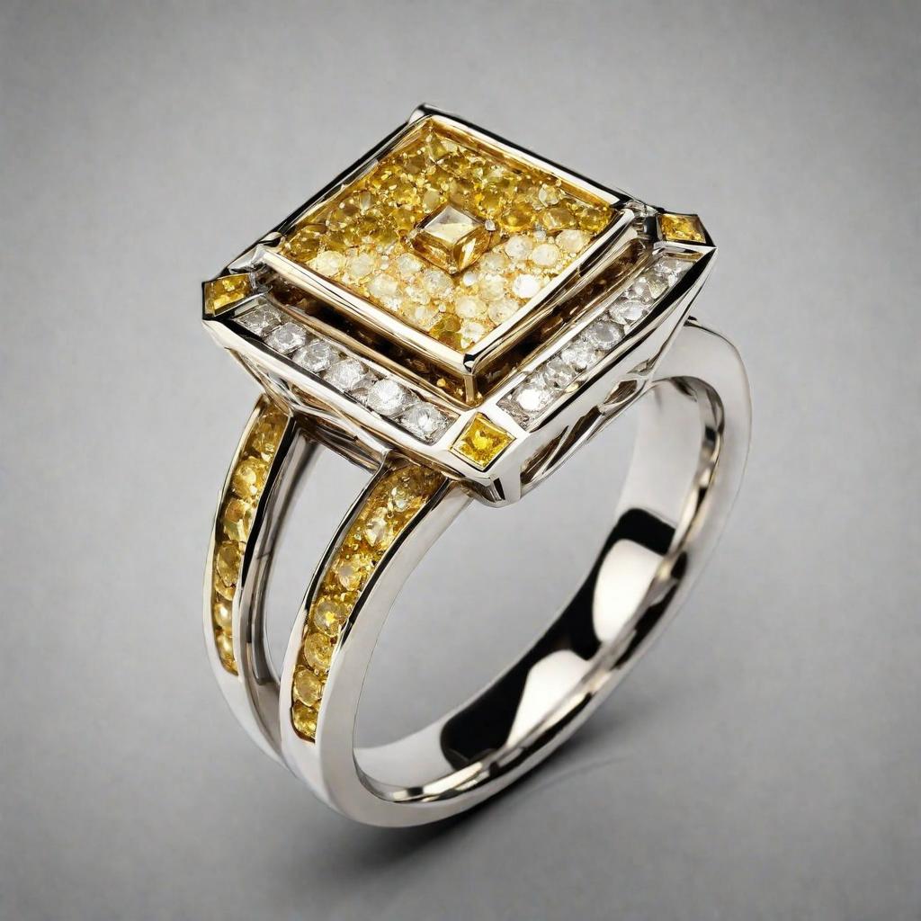 Special KVJ Design Golden Diamond Woman's Ring