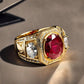 Special KVJ Design Golden Men's Ruby Ring