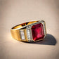 Special KVJ Design Golden Men's Ruby Ring