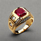 Special KVJ Design Golden Men's Ruby Ring