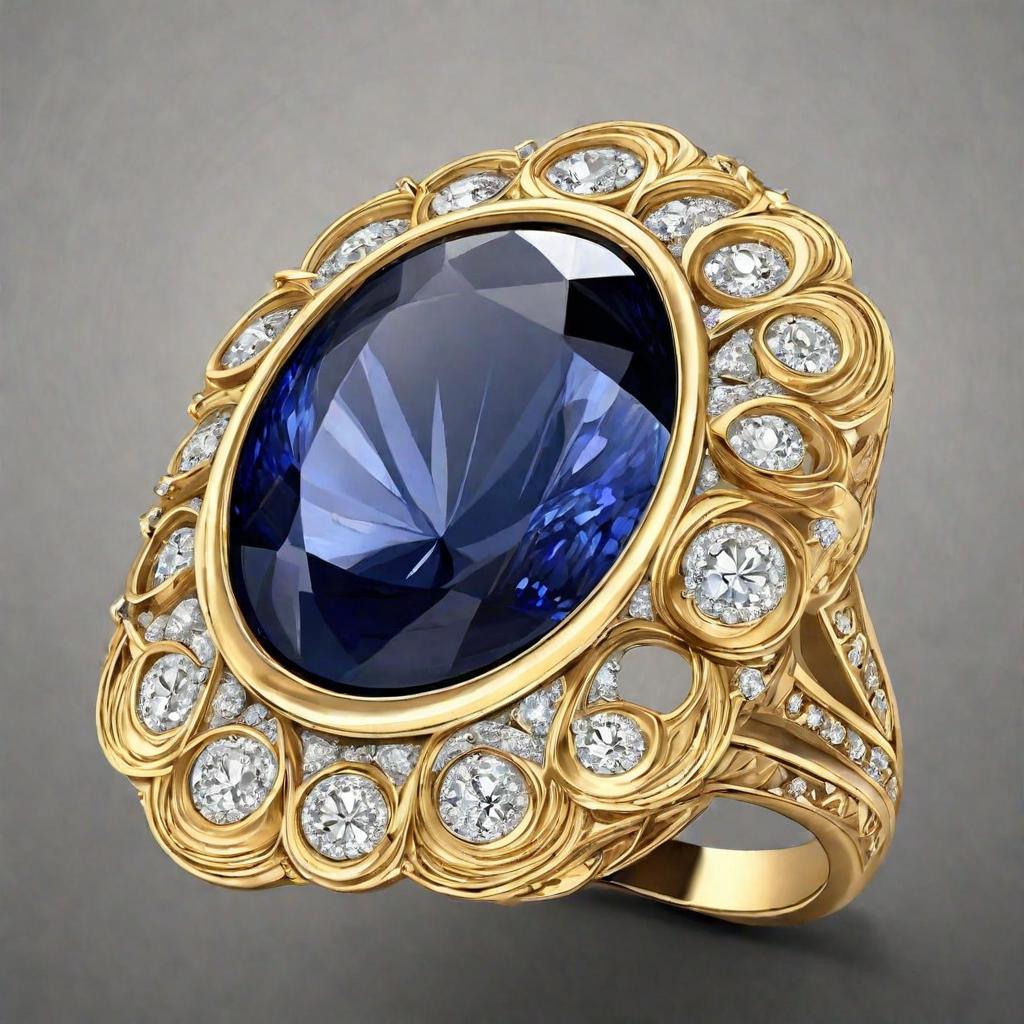 Special KVJ Design Gold Sapphire Ring