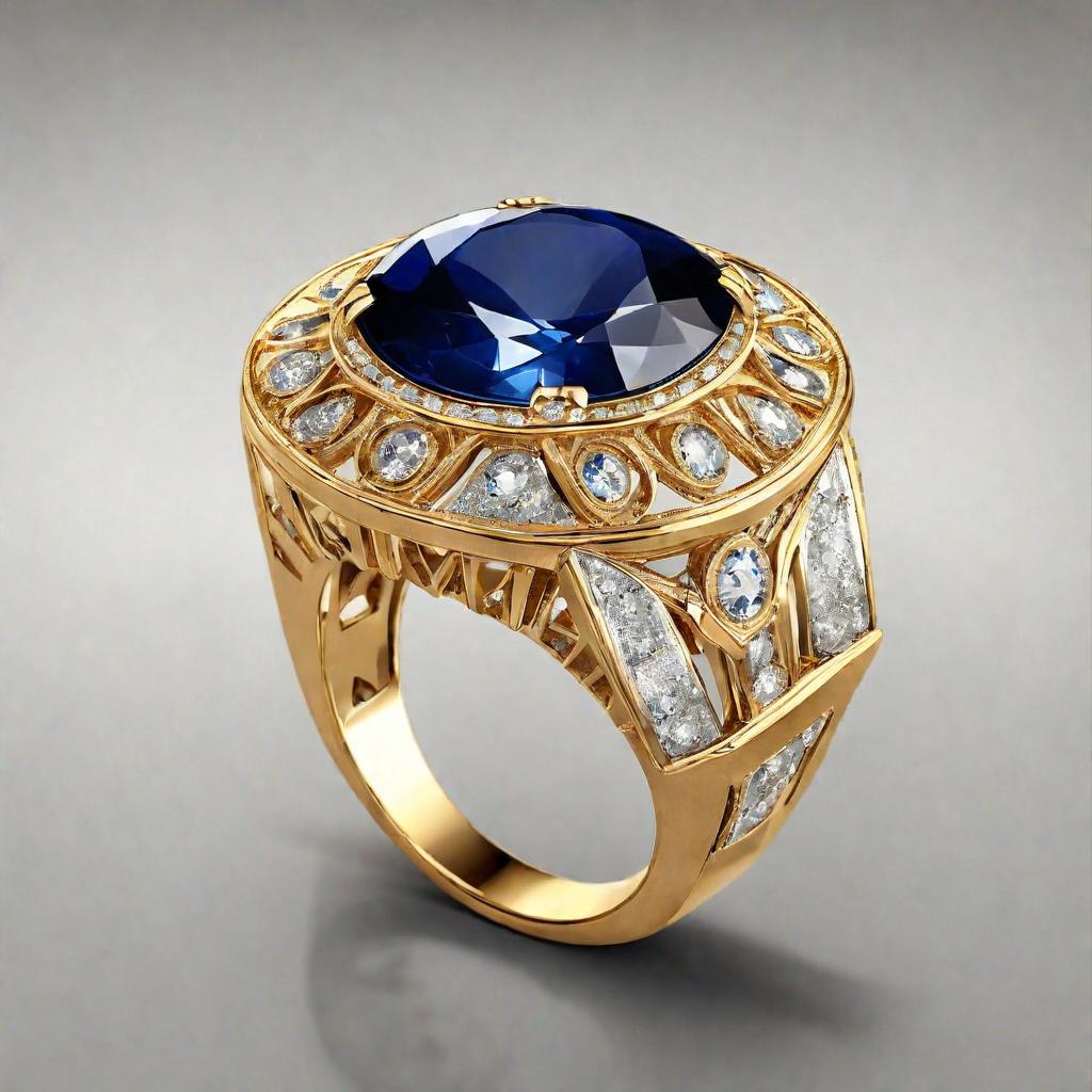 Special KVJ Design Gold Sapphire Ring