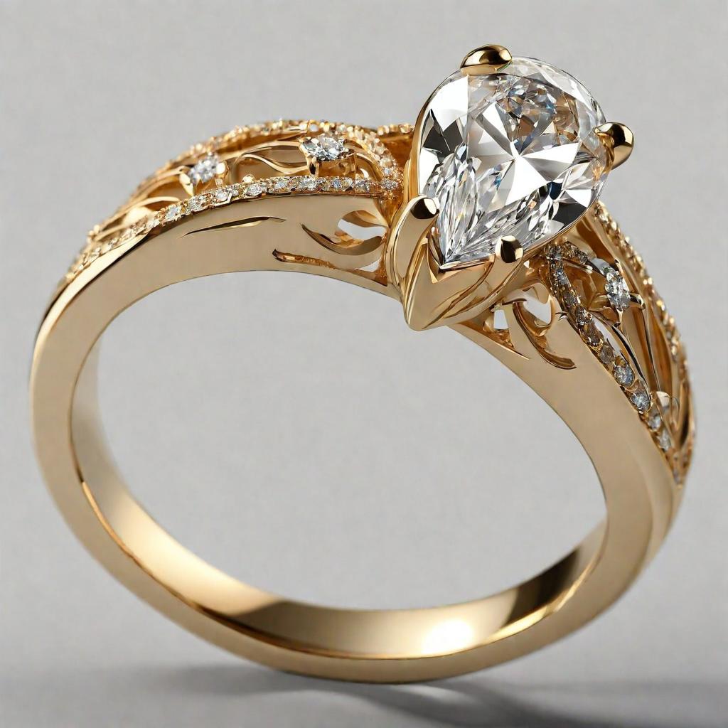 Special KVJ Design Gold Diamond Ring