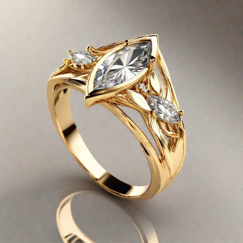 Special KVJ Design Gold Diamond Ring