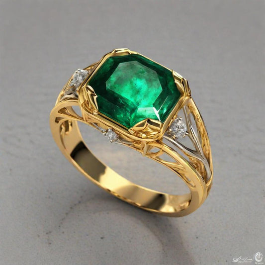 Special KVJ Design Gold Emerald Ring