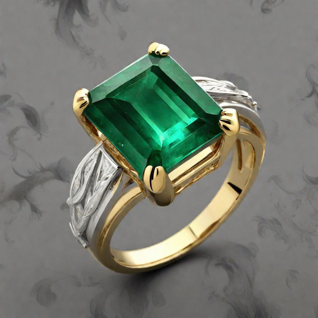 Special KVJ Design Gold Emerald Ring