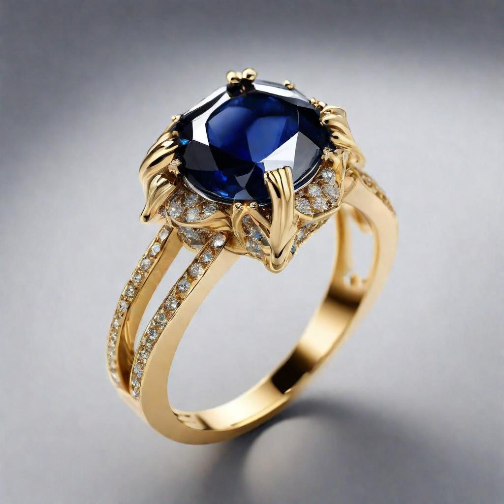 Special KVJ Design Gold Sapphire Ring