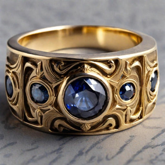KVJ Special Design Golden Sapphire Ring