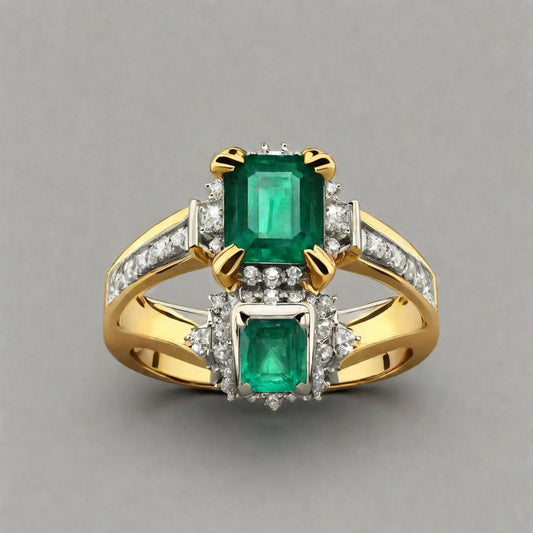 Special KVJ Design Gold Emerald Ring