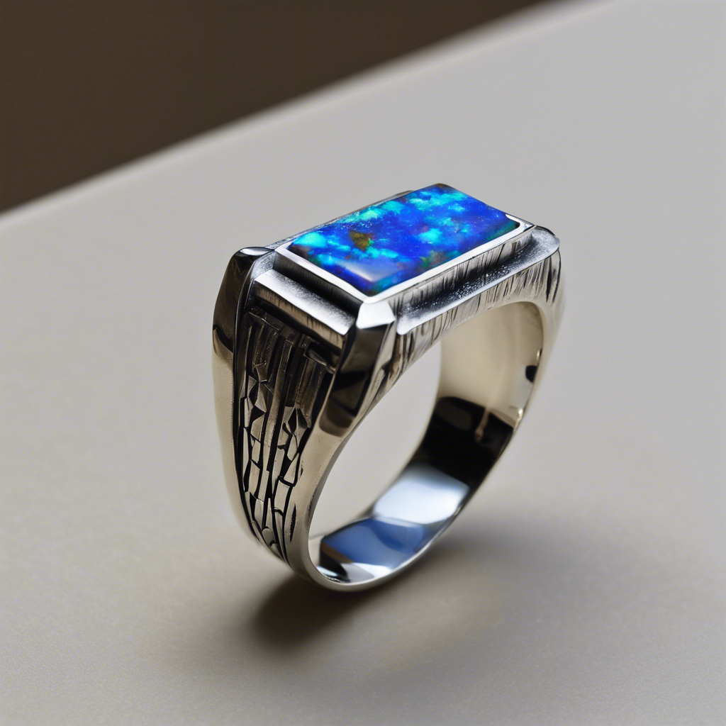 Special KVJ Design Silver Boulder Opal Ring