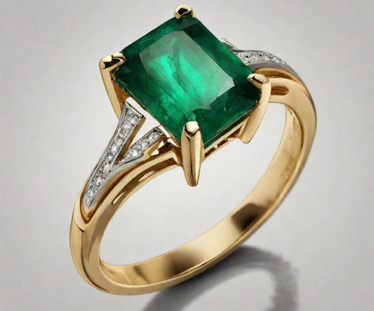 Special KVJ Design Gold Emerald Ring