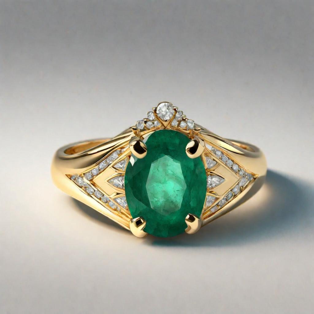 Special KVJ Design Gold Emerald Ring