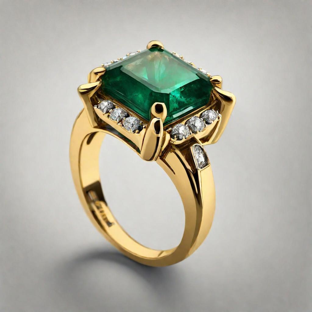 Special KVJ Design Gold Emerald Ring