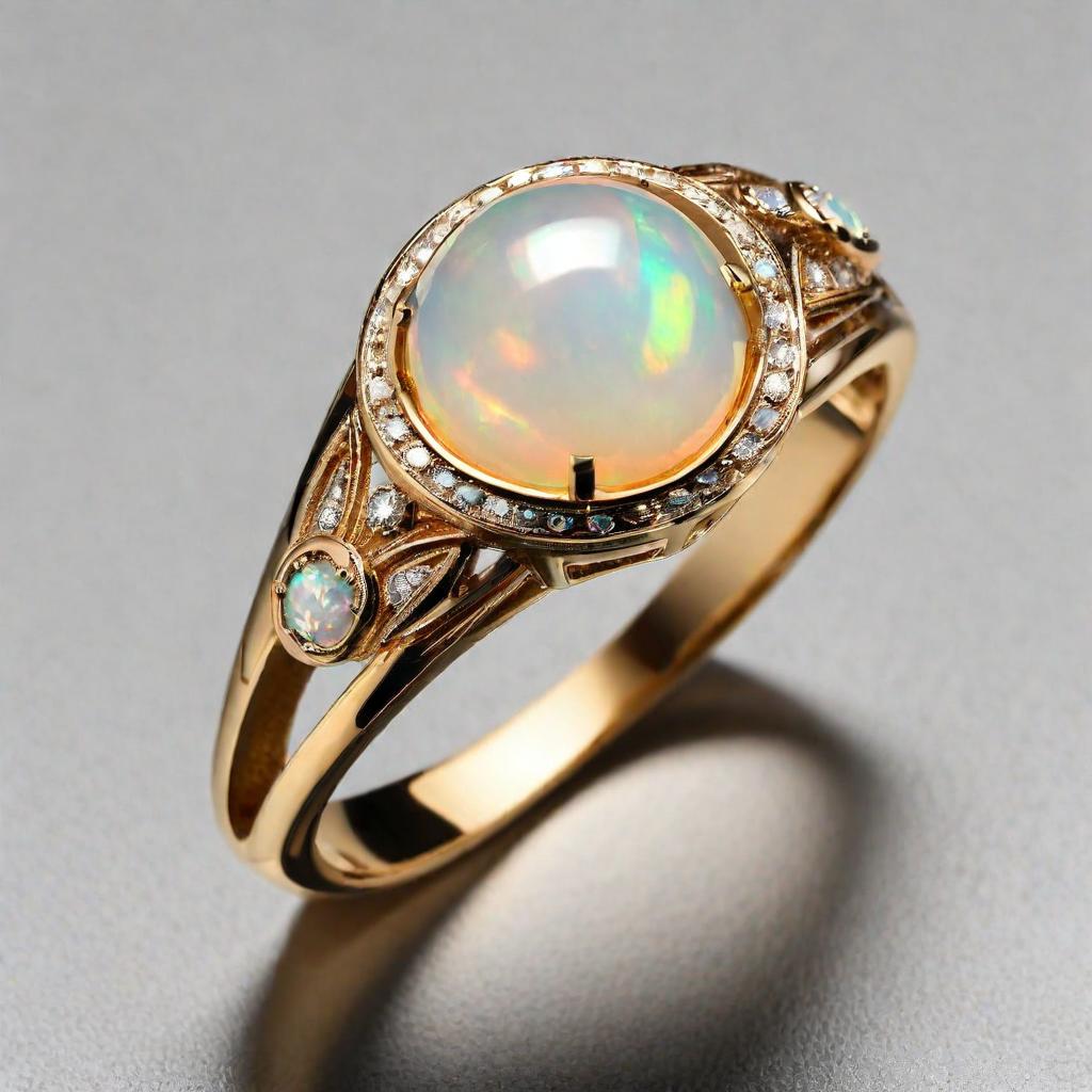 Special KVJ Design Gold Opal Ring